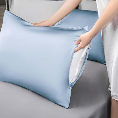 Mulberry Silk Pillowcase for Hair and Skin,Cooling Silk Pillow Case with Hidden Zipper,Allergen
