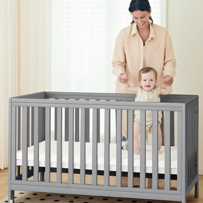 EvoNest Baby Crib, 11 in 1 Convertible Mini Crib with Wheels, 100% New Zealand Wood Growing Bed, 4