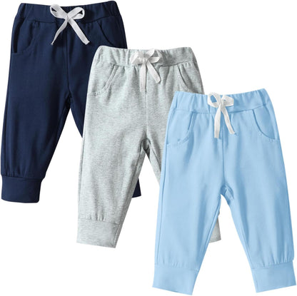 DREAM BUS Pack of 3 Toddler Jogger Pants with Pocket Toddler Boy Sweatpants Baby Boy Pants Infant