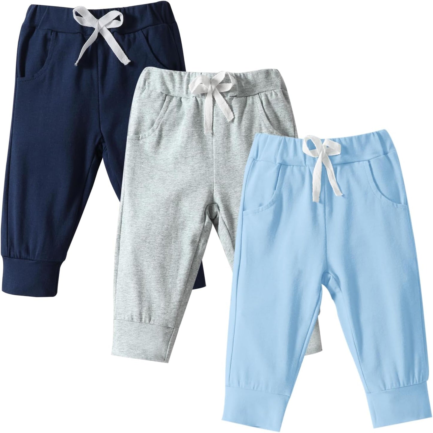 DREAM BUS Pack of 3 Toddler Jogger Pants with Pocket Toddler Boy Sweatpants Baby Boy Pants Infant