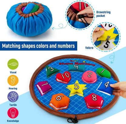 beetoy Shapes Bean Bags Matching Game - Toddler Preschool Learning Activities Memory for Numbers