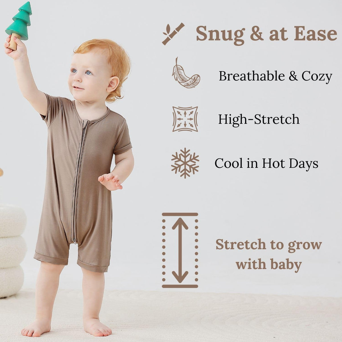 JunNeng Baby Boy Girl 2 Pack Rayon of Bamboo Summer Sleeper Infant Soft Short Sleeve Zipper