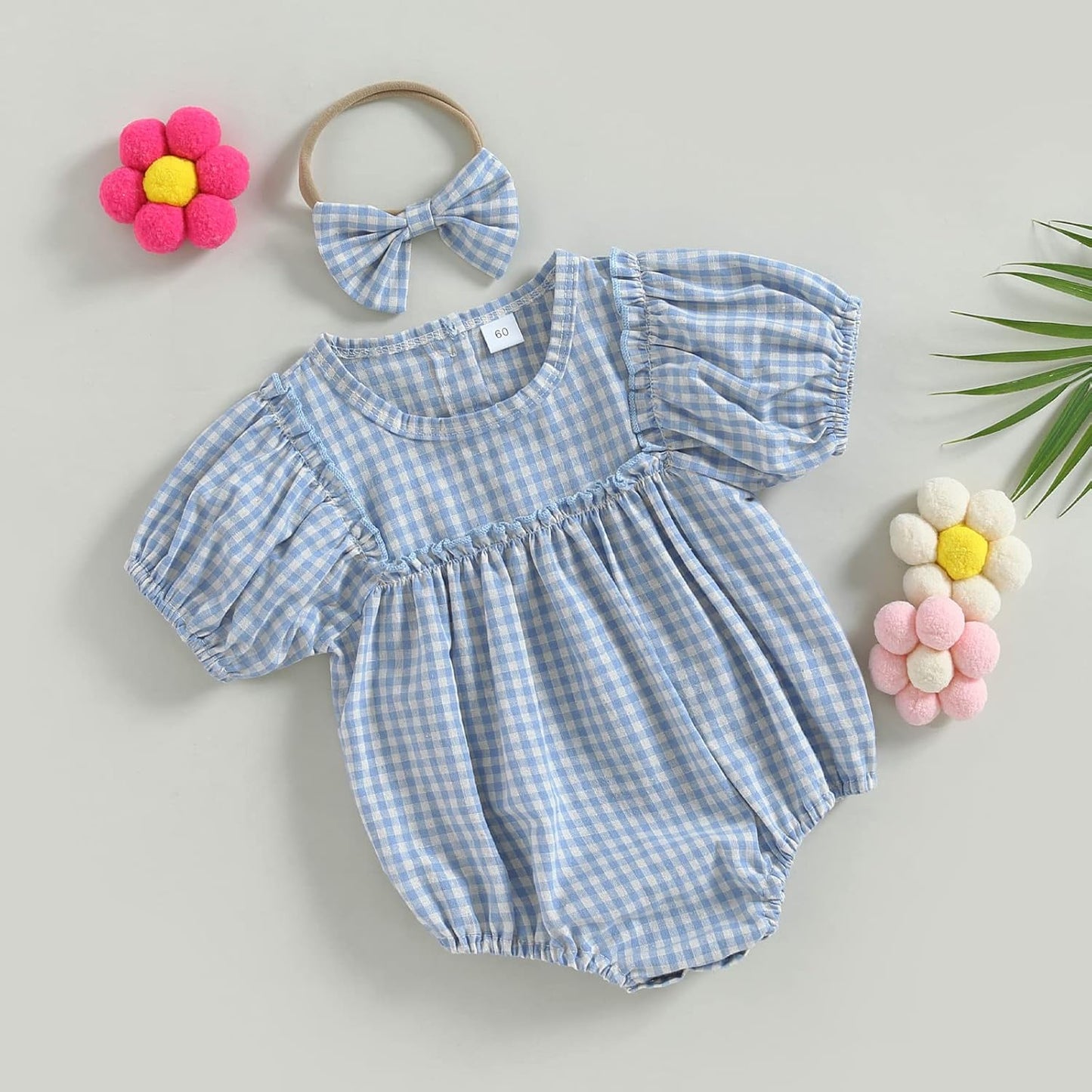 Douhoow Infant Baby Girl Plaid Romper Baby Sweatshirt Romper Ruffle Festival Clothes Fall Winter