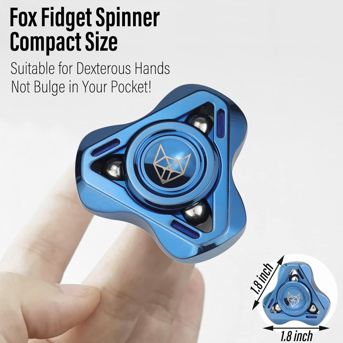 FREELOVE Upgraded Fox Metal Fidget Spinner for Adults, Steel/Glow Balls Clicking Noise, Mini Small