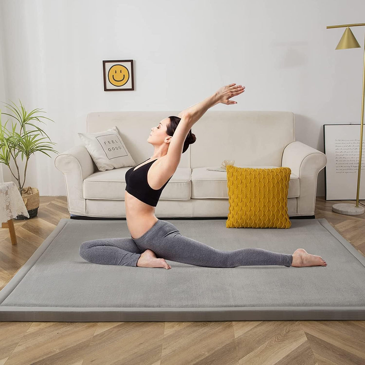 MAXYOYO Baby Play Mat, 1.2" Thick Memory Foam Soft Padded Carpet with Non-Slip Backing, 3x5 ft
