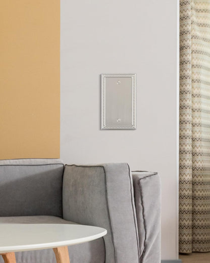 2-Pack Blank Outlet Cover Wall Plate, Metal Switch Plates Outlet Covers, Brushed Nickel Pearls