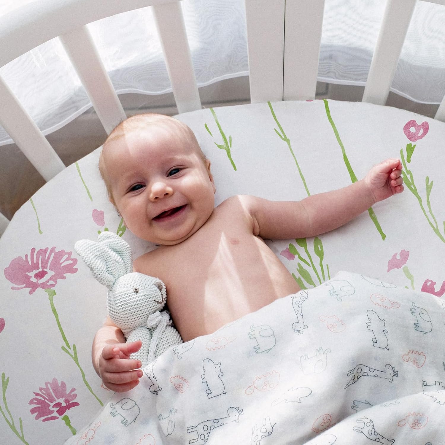 Gllquen Baby Bassinet Sheets 4 Pack, Breathable Cozy Fitted Mattress Sheet, Elastic Travel Crib