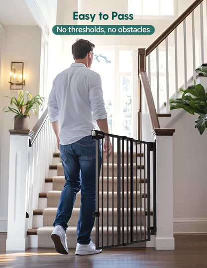 Babelio 34" Tall No Bottom Bar Baby/Dog Gate for Stairs, House and Doorways, 29.7-46.5" Auto Close