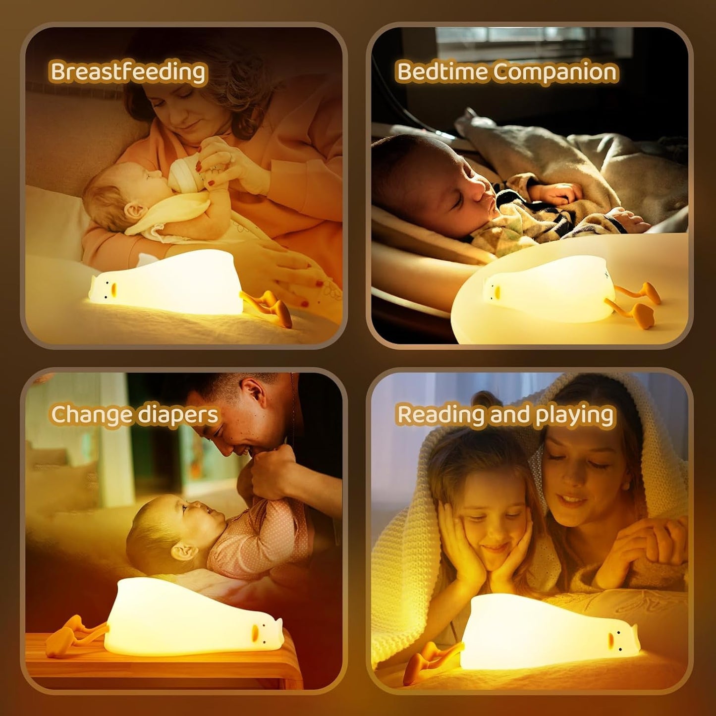 Existential Crisis Duck Lamp - 3-Level Dimmable Rechargeable Night Light for Kids Breastfeeding &