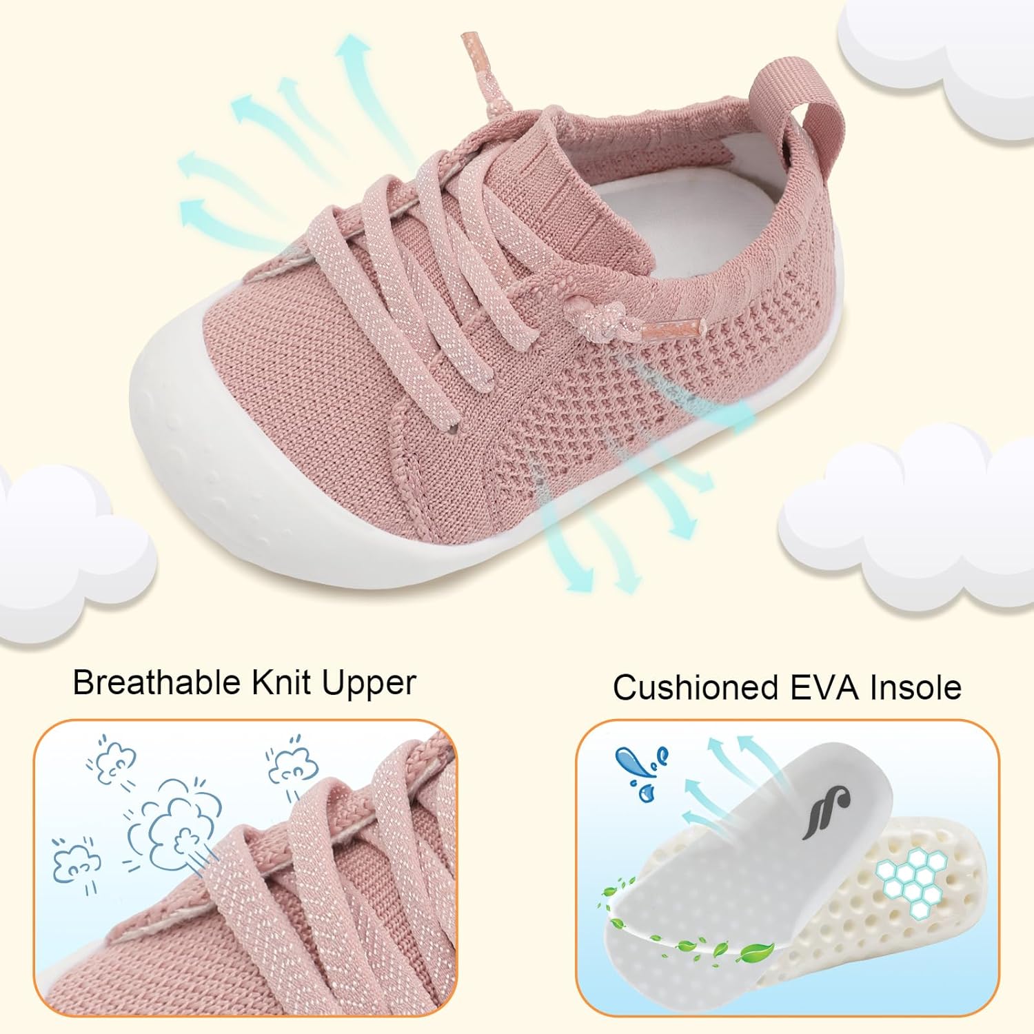 JIASUQI Baby Shoes for Toddler Boys Girls Sneakers Slip on Walking Shoes for Babies