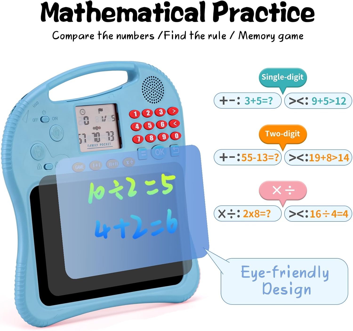 Kids Educational Learning Toys with Math Games,Talking Flash Cards and Writing Drawing Tablet