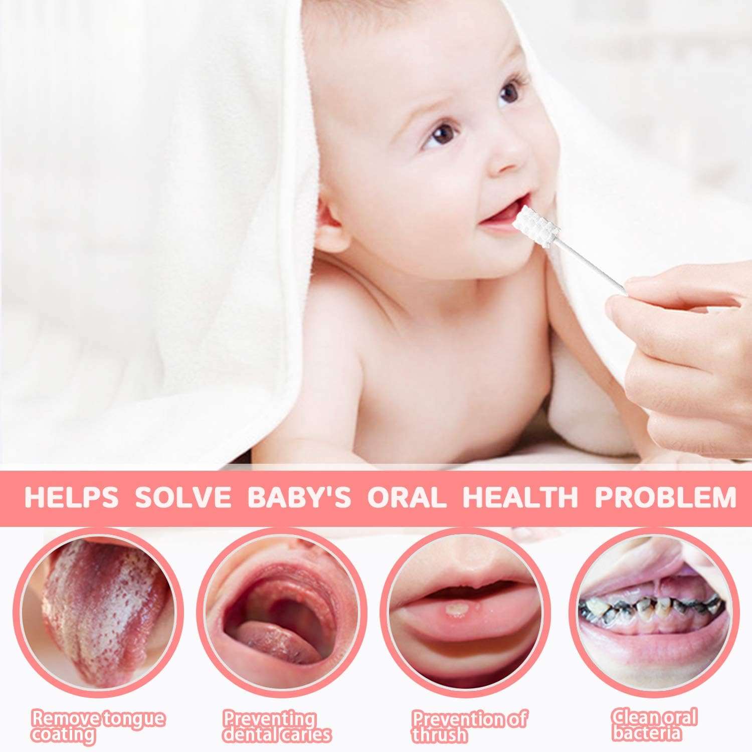 Baby Tongue Cleaner, Baby Toothbrush, 42Pcs Disposable Infant Toothbrush Clean Baby Mouth,Gauze Gum