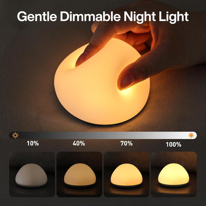 JolyWell Baby Night Light for Nursery, Soft Silicone Tap Control Night Lamp with 8 Color Changing