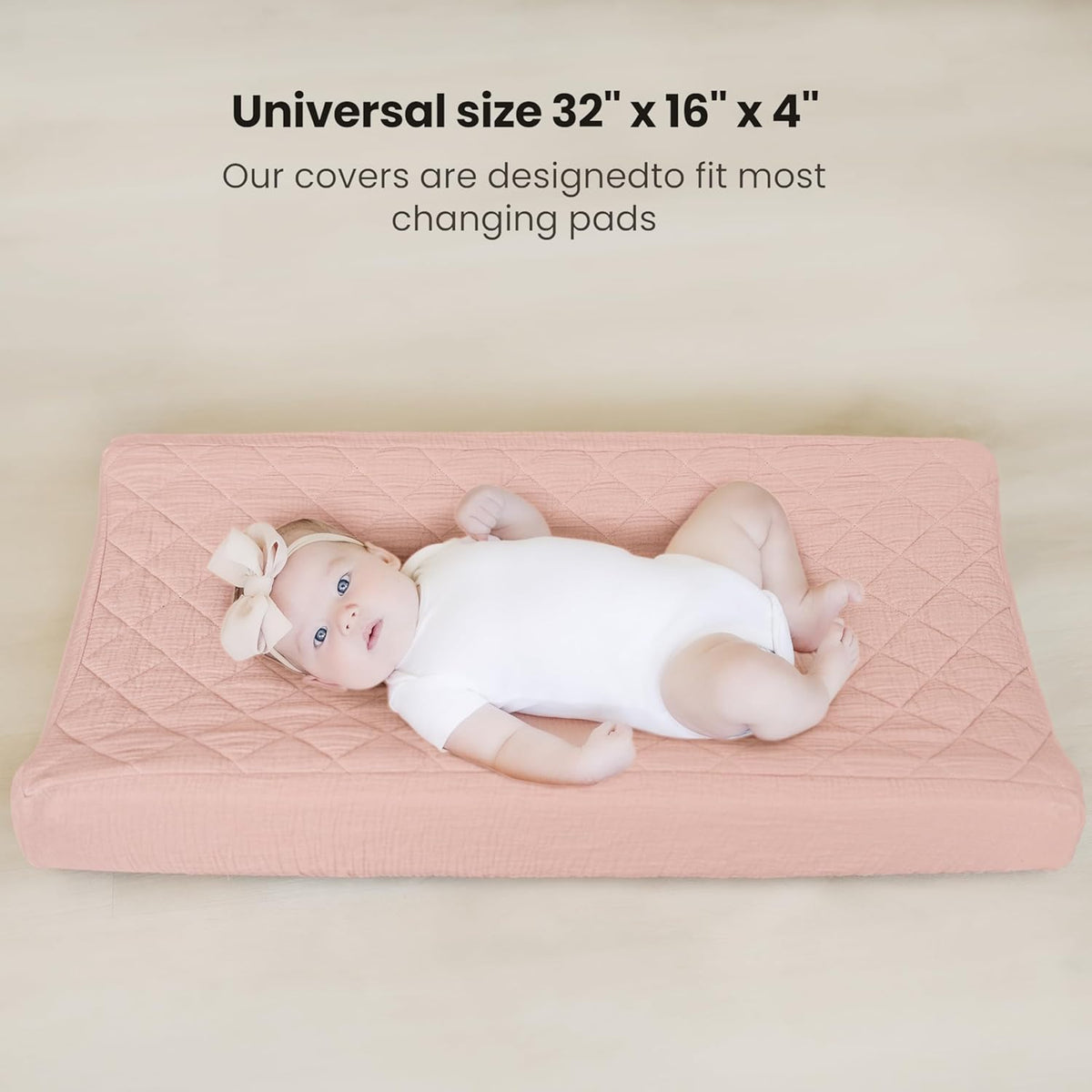 Konssy Waterproof Muslin Changing Pad Cover 2 Pack, Quilted Cotton Fitted Diaper Chang Table Cover