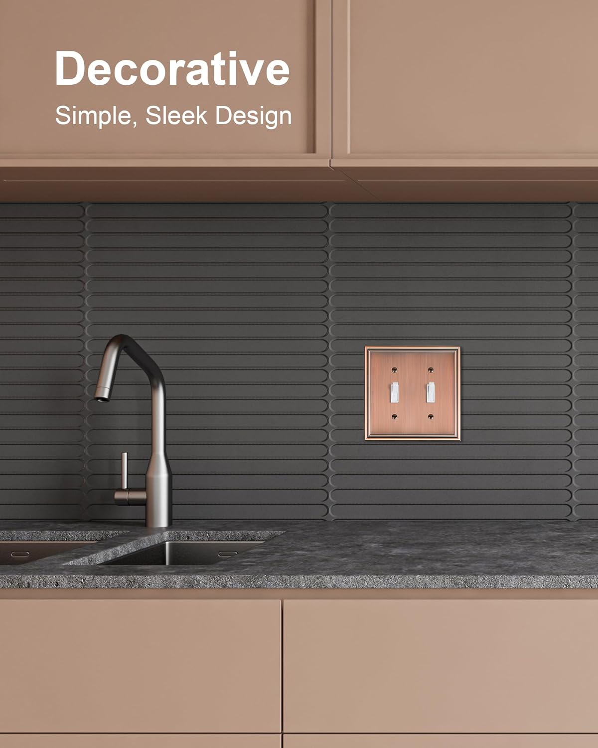 2-Pack Double Toggle Light Switch Cover Plate, Durable Solid Zinc Alloy Decorative Dual Switch