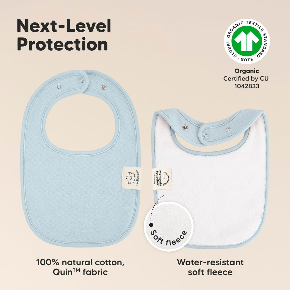 8-Pack Organic Baby Bibs for Girls, Boys - Quilted Cotton Cloth Baby Drool Bibs for Drooling and