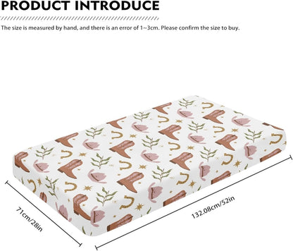 Western Pattern Design Fitted Crib Sheet Cowboy Style Baby Crib Sheet Fit Standard Crib and Toddler