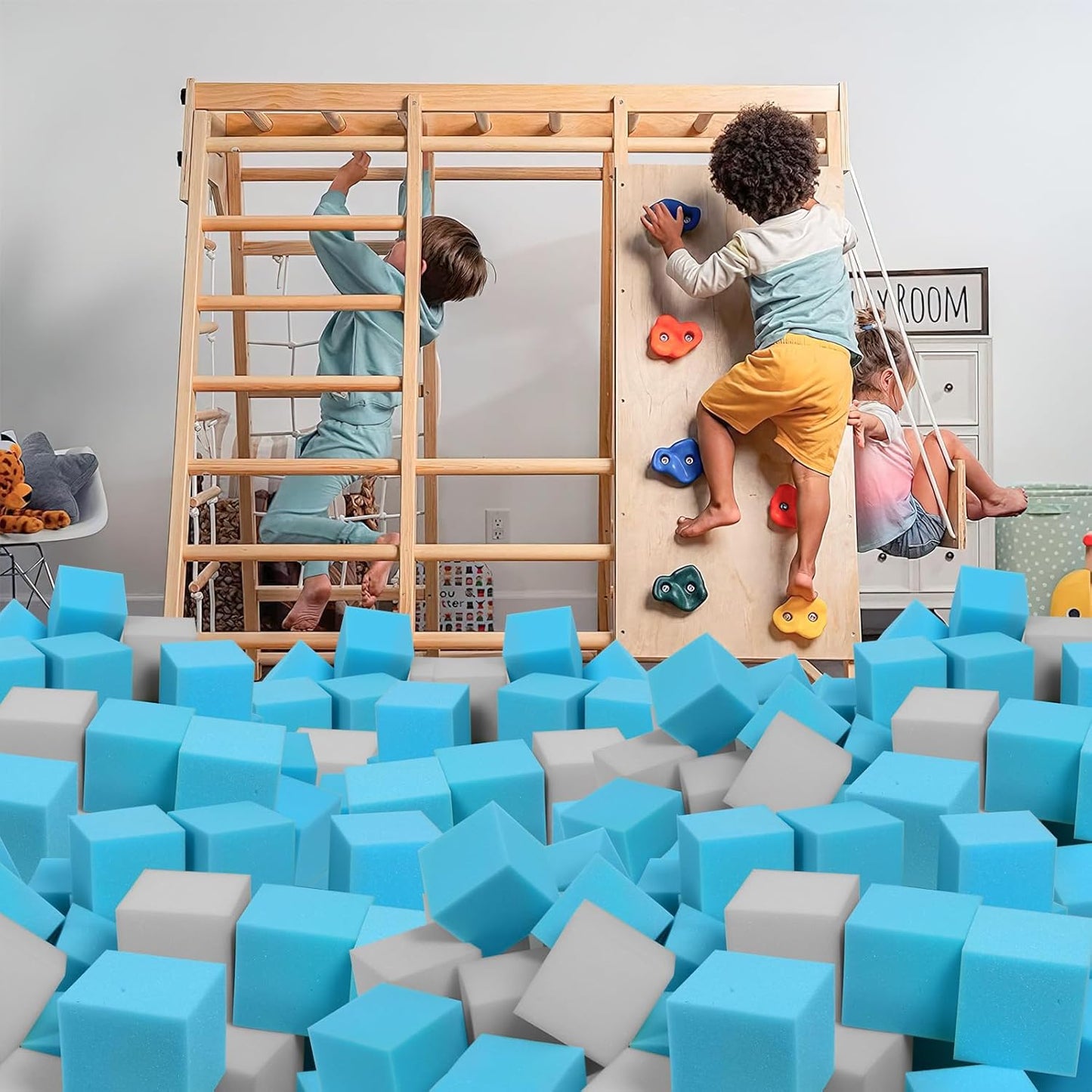Foam Pit Cubes, 24 PCS 5 Inches Gymnastics Foam Blocks Trampoline Blocks, Multi-Sport Protective