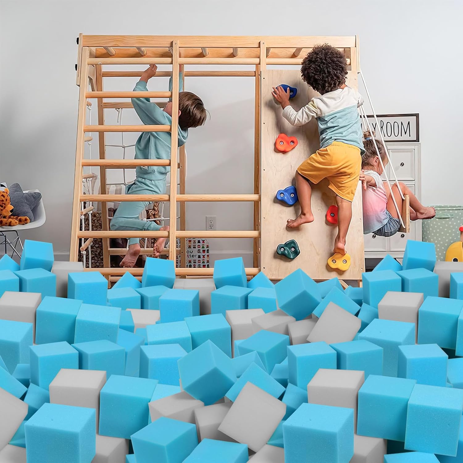 Foam Pit Cubes, 24 PCS 5 Inches Gymnastics Foam Blocks Trampoline Blocks, Multi-Sport Protective