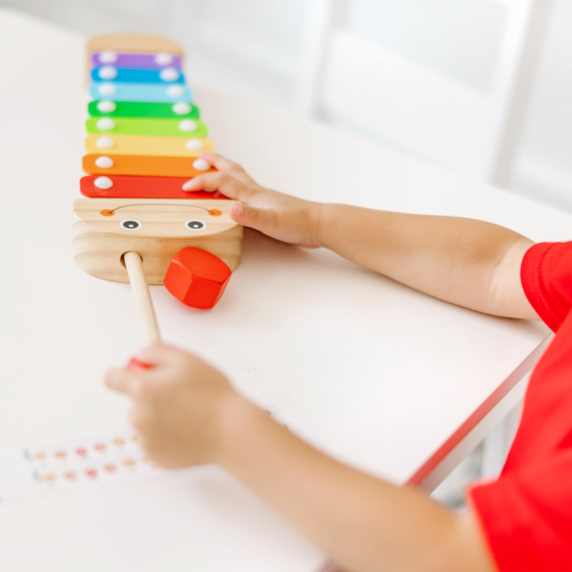 Melissa & Doug Caterpillar Xylophone Musical Toy with Wooden Mallets 15.25" x 6.5" x 1.5", Blue