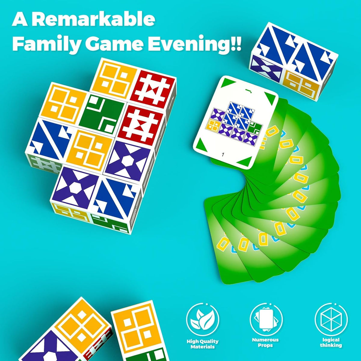 Family Matching Game for Kids & Adults, Block Puzzle Board Games for Boys & Girls Ages 4-8 8-12, 2