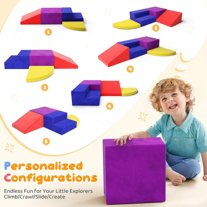 Lischwert Foam Climbing Blocks for Toddlers 1-3, 4pcs Soft Play Set with Crawling Exploration Toys