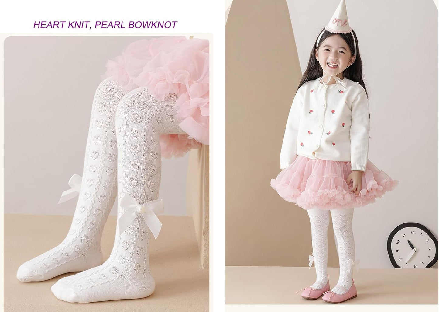 CHUNG Baby Girls Cotton Tights Thin Hollowed Summer with Bowknot Mesh Lace Fashion Toddler Footed