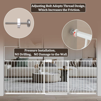 WAOWAO Baby Gate 62.20-71.26" Extra Wide Pressure Mounted Walk Through Swing Auto Close Safety