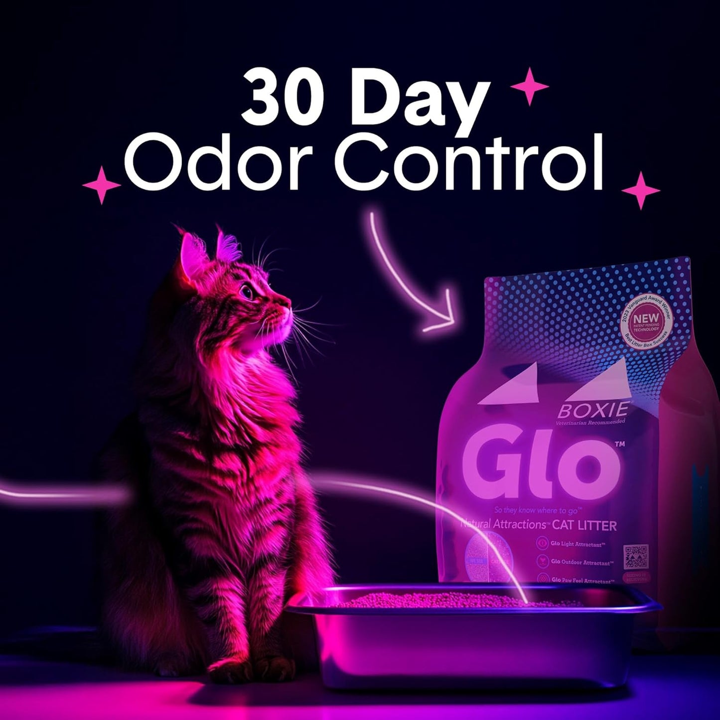 Boxie® Glo™ 30 Day Odor Control Clumping Clay Cat Litter, 16 lb, Multi-Cat, 99.9% Dust-Free, Low
