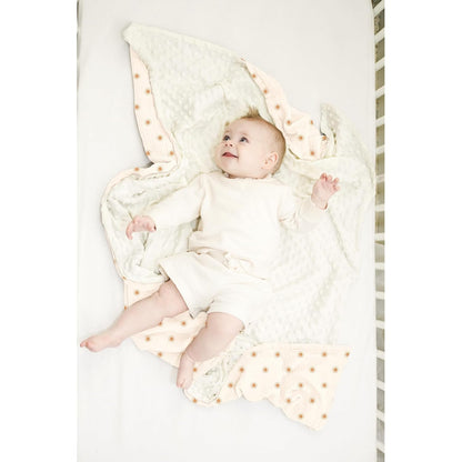 Konssy Baby Blankets for Unisex Boys Girls, Super Soft Nursery Minky Blankets with Muslin Cotton