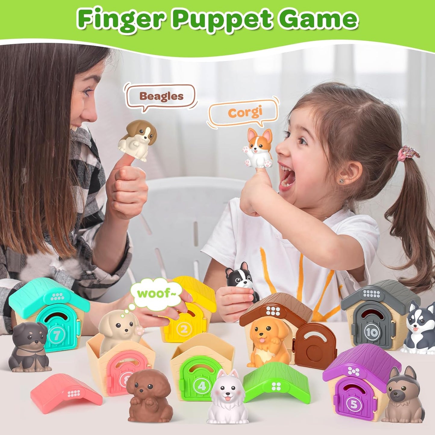 Toddler Toys for 1 2 3 Year Old, 20 Pcs Dog Toys for Kids, Montessori Educational Counting