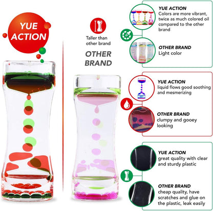 YUE Action Liquid Timer 2 Pack/Liquid Motion Bubbler Timer for Caliming Sensory Toys, Autism