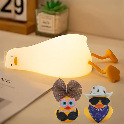 Lying Flat Duck Silicone Night Light, Cute Ducky Lamp with Gifts,Squishy Animal Nursery Nightlight