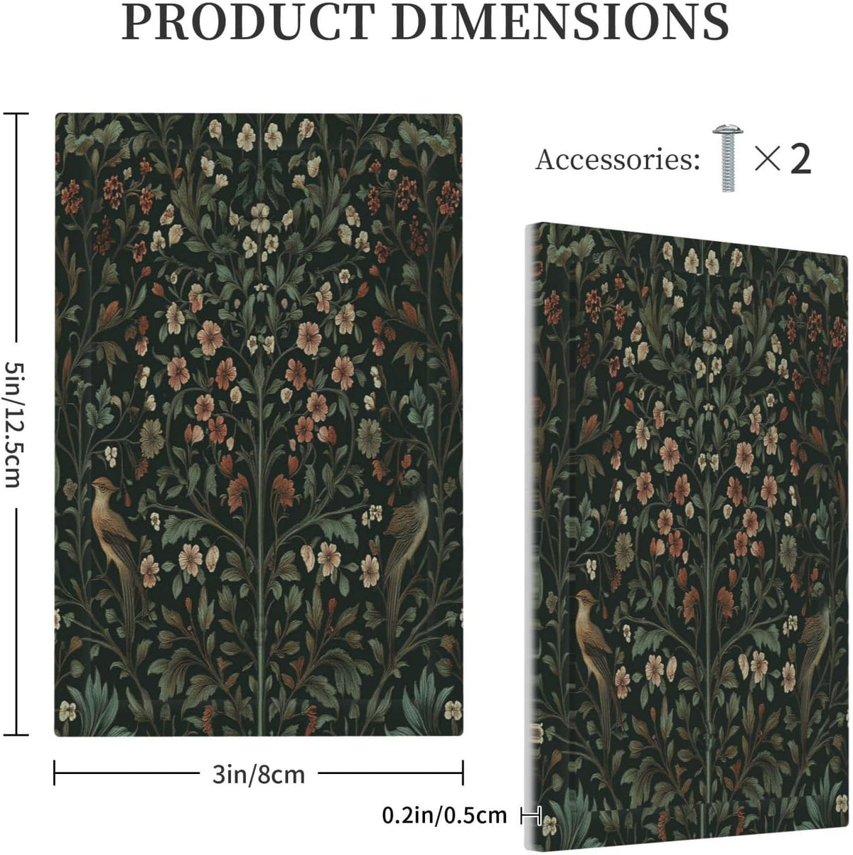 Light Switch Cover Plate Vintage Morris Colorful Flower Green Leaf 1 Gang No Device Blank