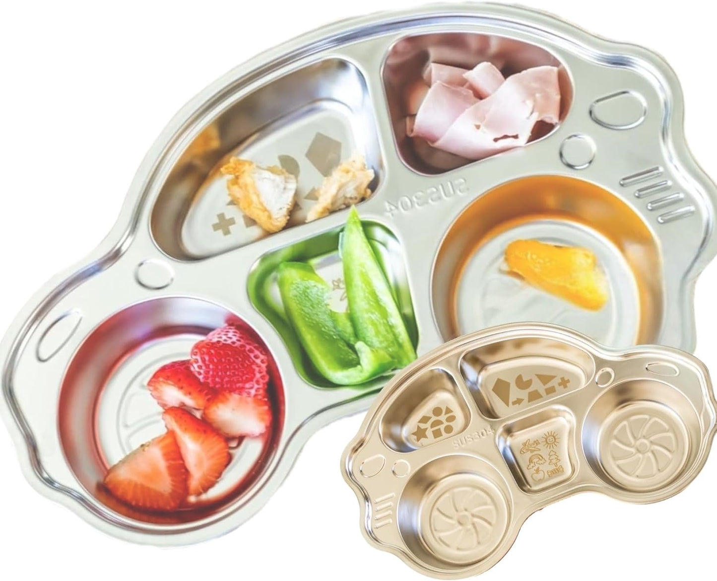 Stainless Steel Plates for Kids, Toddler Plate, Non Toxic Baby Dinnerware, BPA-Free Feeding Tray