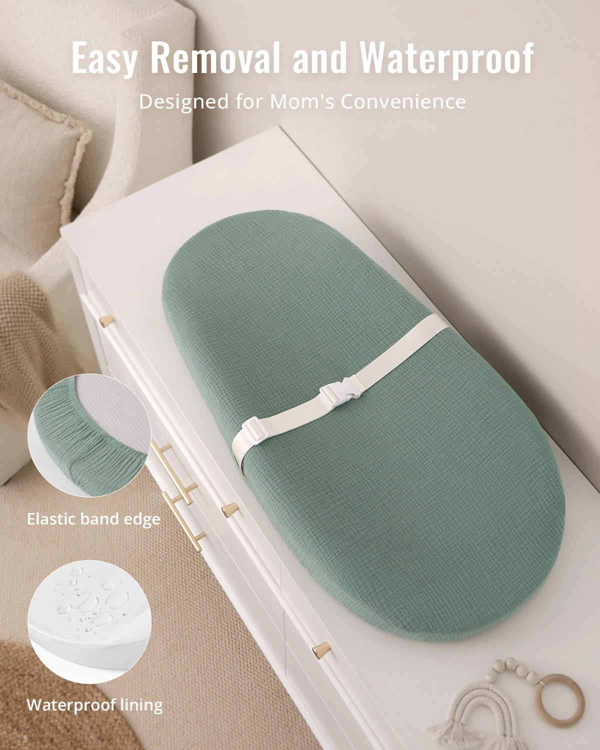 Blissful Diary Muslin Baby Changing Pad with Waterproof Lining Foam, Diaper Changing Table Pad with