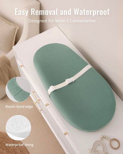 Blissful Diary Muslin Baby Changing Pad with Waterproof Lining Foam, Diaper Changing Table Pad with