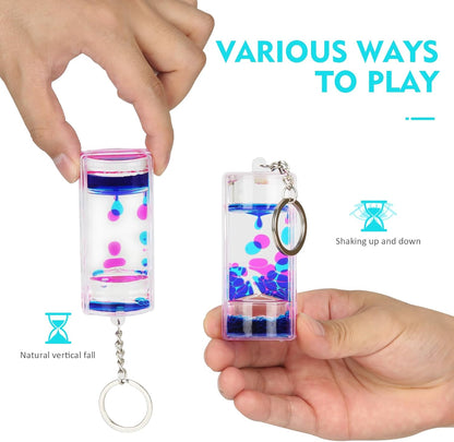 Liquid Motion Bubbler Key Chain Pack of 8 Great Desktop Colorful Hourglass Liquid Bubbler Small