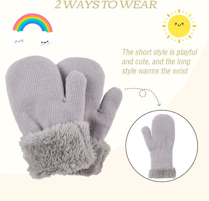 PESAAT Baby Girl Mittens Fleece Toddler Boy Mittens Warm Kids Winter Gloves Unisex Cold Weather