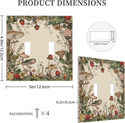 Decorative Switch Covers Plate Rustic Mushroom Garden Red Strawberry 2 Gang Wall Plate Unique