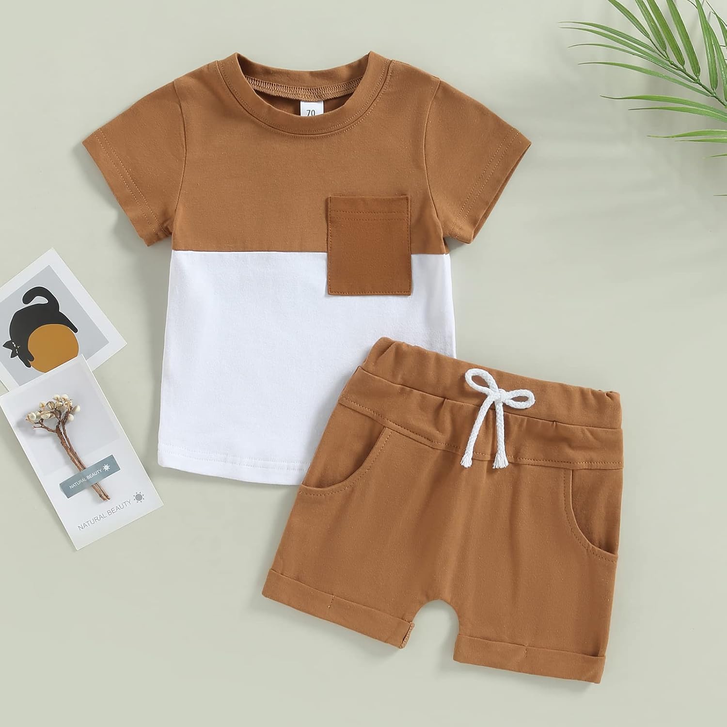 fhutpw Baby Toddler Boy Clothes Summer Outfits 6 12 18 24 Months Patchwork Short Sleeve T Shirt &