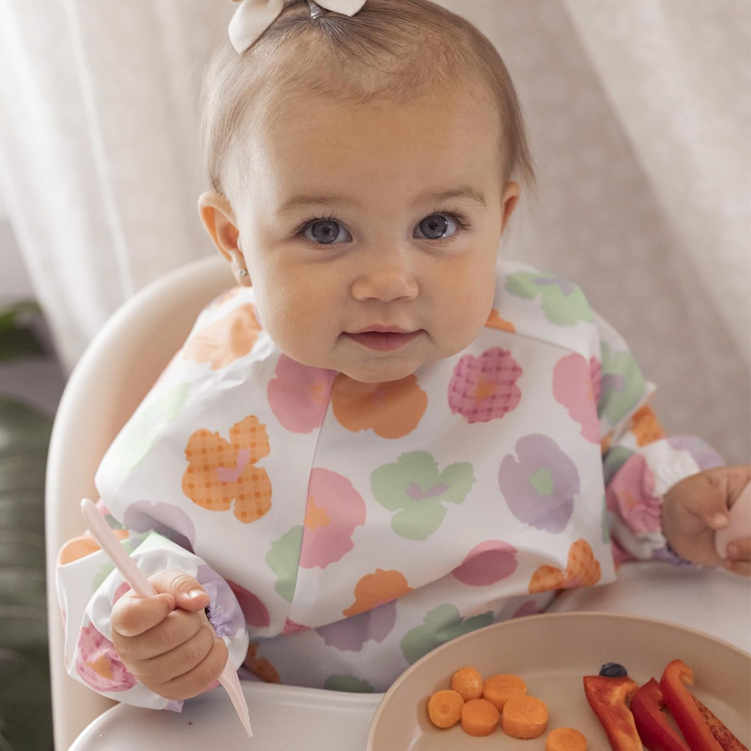 Tiny Twinkle Mess Proof Baby Bib,Waterproof Smock Baby Bib for Eating,Machine Washable Long Sleeve
