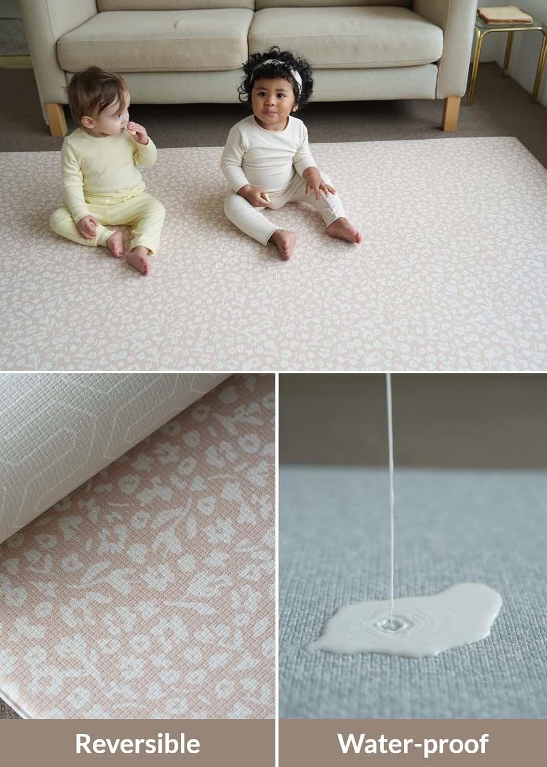 Baby Care Play Mat (Large, Hygge - Bloom & Entry) 82'' x 55'' Original One-Piece Reversible