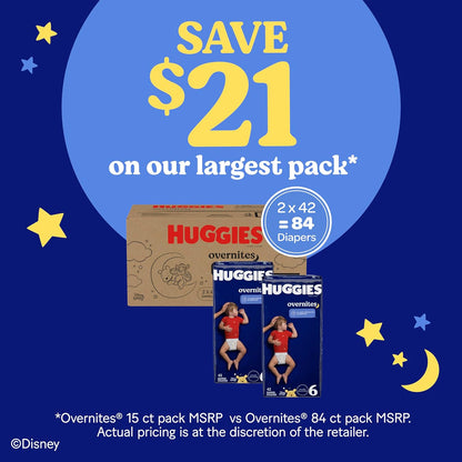 Huggies Size 6 Overnites Baby Diapers: Overnight Diapers, Size 6 (35+ lbs), 72 Ct, Packaging May