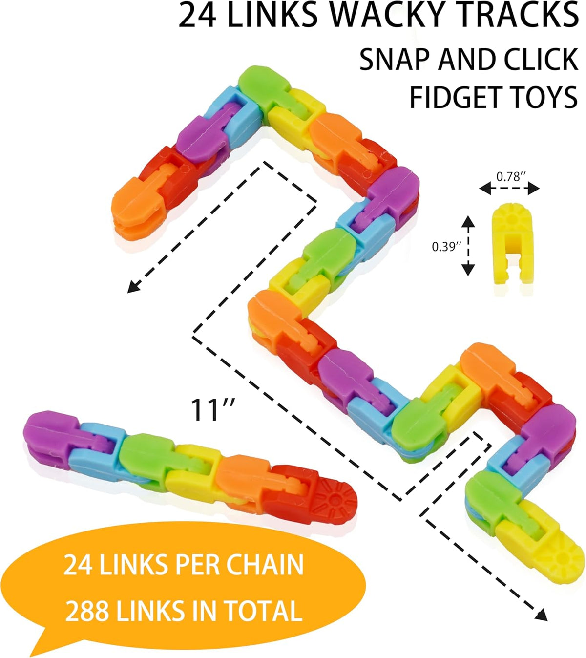 Ganowo 30 Pack Fidget Toy Wacky Tracks Snap and Click Fidgets Sensory Toys Party Favors ,Classroom