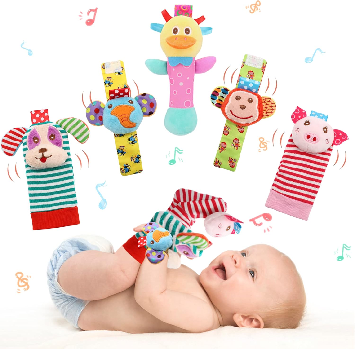 Wrist Rattles Foot Finder Rattle Sock Baby Toy, Rattle Toy, Arm Hand Bracelet Rattle, Feet Leg