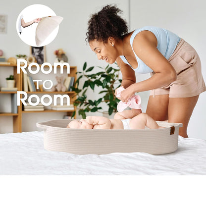 Baby Changing Basket Includes Diaper Caddy - Breathable & Waterproof Dual-Cover, Portable, Changing