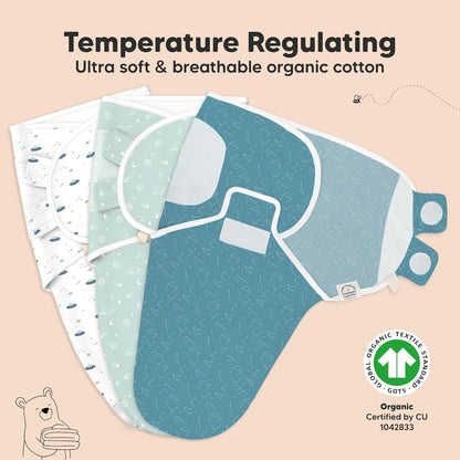 3-Pack Organic Baby Swaddle Sleep Sacks - Swaddles for Newborns, Infant 0-3 Months, Baby Girls