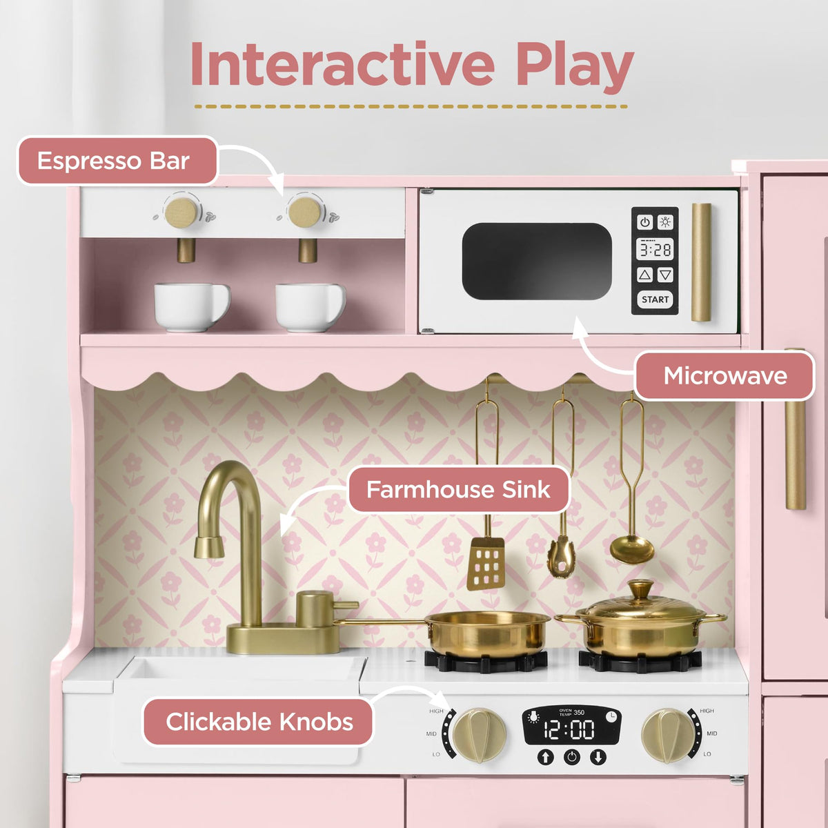 Best Choice Products Play Kitchen for Kids, Cottage Style Kids Kitchen Playset for Toddlers