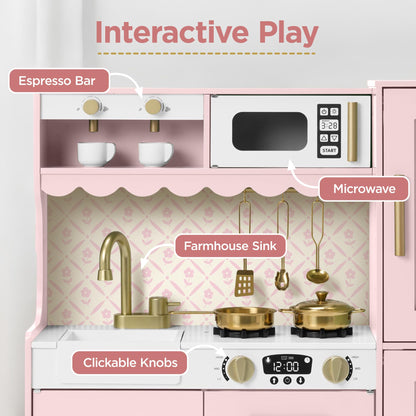 Best Choice Products Play Kitchen for Kids, Cottage Style Kids Kitchen Playset for Toddlers